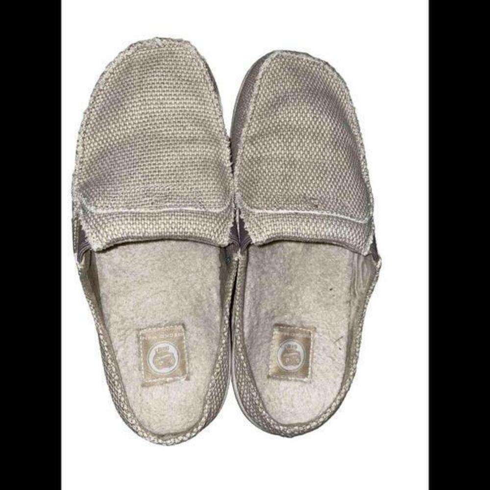 Geckoman Men's Breathable Canvas Arch Support Slippers Light Beige Size 8